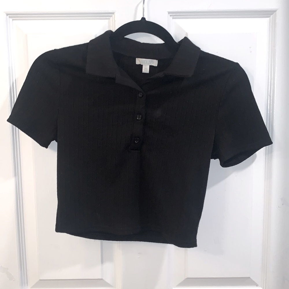 ABOUND Black half button up with collar